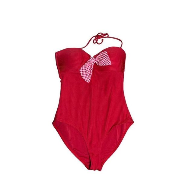 Matilda Jane Poolside Party Red One Piece Swimsuit Size Medium - Picture 1 of 3